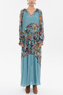 Blue Patterned Ruffled maxi dress 93315