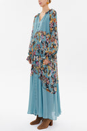 Blue Patterned Ruffled maxi dress 93315