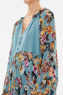 Blue Patterned Ruffled maxi dress 93315