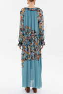 Blue Patterned Ruffled maxi dress 93315