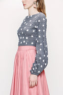 Gray Low back short blouse 19825