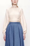 Beige Low back short blouse 19825