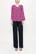 Pink V neck satin boluse 19828