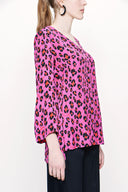 Pink V neck satin boluse 19828