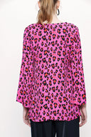 Pink V neck satin boluse 19828