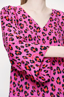 Pink V neck satin boluse 19828