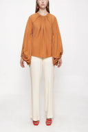 Cinnamon Blouse with pleated sleeves 19833