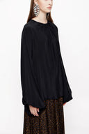 Black Blouse with pleated sleeves 19833