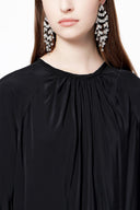 Black Blouse with pleated sleeves 19833