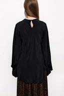 Black Blouse with pleated sleeves 19833