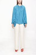 Blue Blouse with pleated sleeves 19833