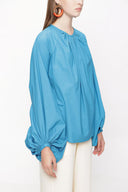 Blue Blouse with pleated sleeves 19833