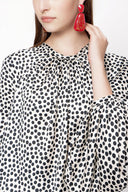 Spotted Blouse with pleated sleeves 19833