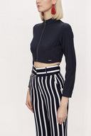 Navy Blue Zipped short top 19838