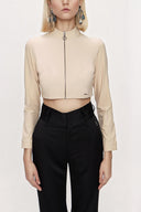 Camel Hair Zipped short top 19838