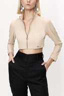 Camel Hair Zipped short top 19838