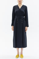 Smoked Wrap-over belted midi dress 93322