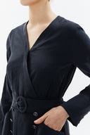 Smoked Wrap-over belted midi dress 93322