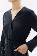 Smoked Wrap-over belted midi dress 93322