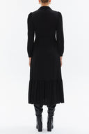 Black Pleated belt detail midi dress 93323