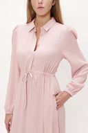 Salmon Pleated belt detail midi dress 93323