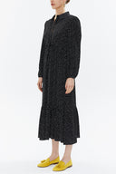 Spotted Pleated belt detail midi dress 93323