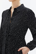 Spotted Pleated belt detail midi dress 93323