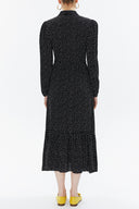 Spotted Pleated belt detail midi dress 93323