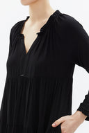 Black Wide cut Pleated maxi dress  93332