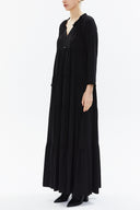 Black Wide cut Pleated maxi dress  93332