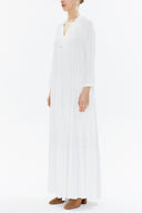 White Wide cut Pleated maxi dress  93332
