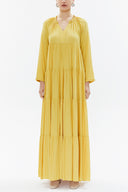 Yellow Wide cut Pleated maxi dress  93332