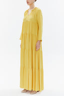 Yellow Wide cut Pleated maxi dress  93332