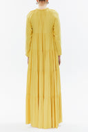 Yellow Wide cut Pleated maxi dress  93332