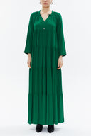 Green Wide cut Pleated maxi dress  93332