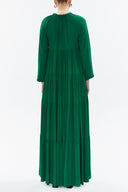 Green Wide cut Pleated maxi dress  93332
