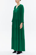 Green Wide cut Pleated maxi dress  93332
