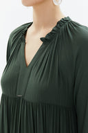 Khaki Wide cut Pleated maxi dress  93332