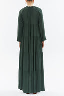Khaki Wide cut Pleated maxi dress  93332