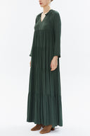 Khaki Wide cut Pleated maxi dress  93332