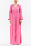 Pink Wide cut Pleated maxi dress  93332