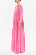 Pink Wide cut Pleated maxi dress  93332