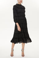 Black Pleated Midi Dress  93333