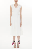 Ecru V-neck midi dress 93339