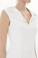 Ecru V-neck midi dress 93339