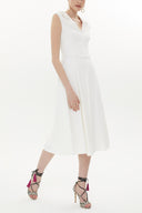 Ecru V-neck midi dress 93339