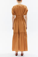Cinnamon Pleated sleeve wide cut maxi dress 93343