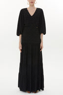 Star Pattern V-neck  balloon sleeve maxi dress 93344