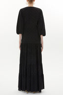 Star Pattern V-neck  balloon sleeve maxi dress 93344