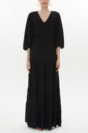 Star Pattern V-neck  balloon sleeve maxi dress 93344